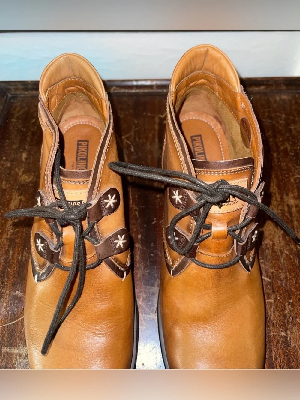 Like New Pikolinos Cognac Leather Lace-Up Ankle Boots - Size 39/8.5